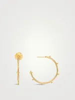 18K Gold Granulated Hoop Earrings