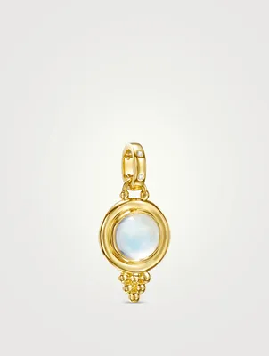 18K Gold Classic Temple Pendant With Blue Moonstone And Diamonds