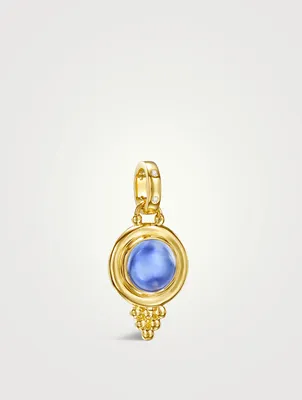 18K Gold Classic Temple Pendant With Iolite And Diamonds