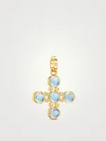 18K Gold Four Elements Cross Pendant With Blue Moonstone And Diamonds