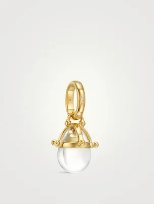 18K Gold Granulated Amulet Pendant With Rock Crystal And Diamonds