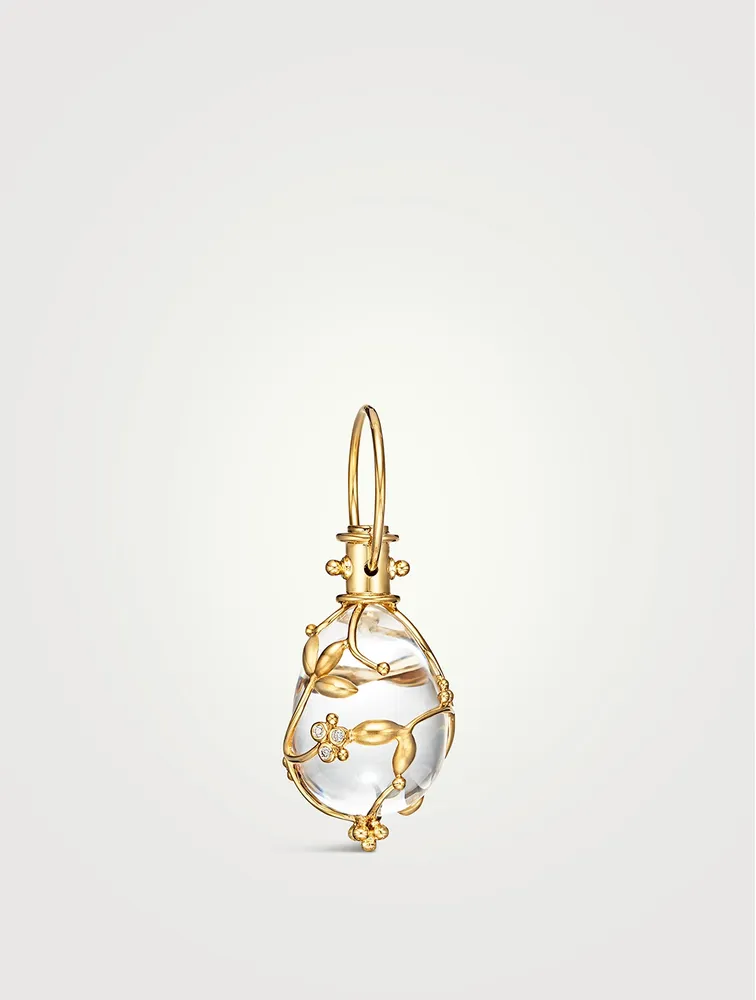 18K Gold Vine Amulet Pendant With Rock Crystal And Diamonds