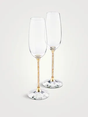 Set Of Two Crystalline Toasting Flutes