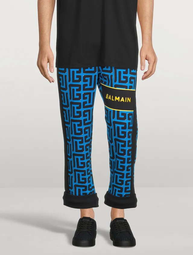 Balmain monogram-print Track Pants - Blue