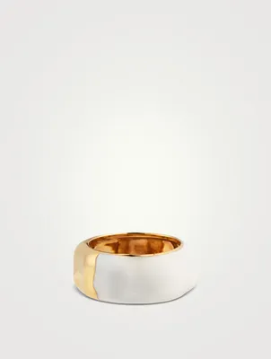 Feminine Waves 18K Gold-Plated Ring With Enamel