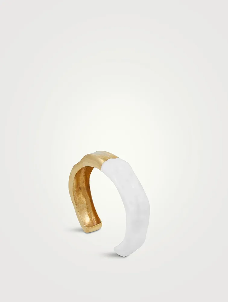 Feminine Waves 18K Gold-Plated Ear Cuff With Enamel