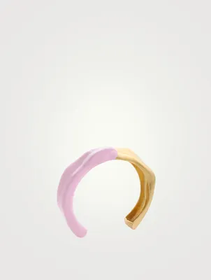Feminine Waves 18K Gold-Plated Cuff Bracelet With Enamel