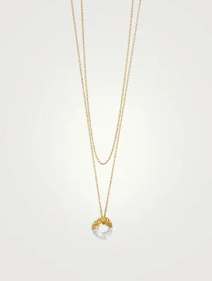 Feminine Waves 18K Gold-Plated Pendant Necklace With Enamel