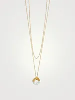 Feminine Waves 18K Gold-Plated Pendant Necklace With Enamel