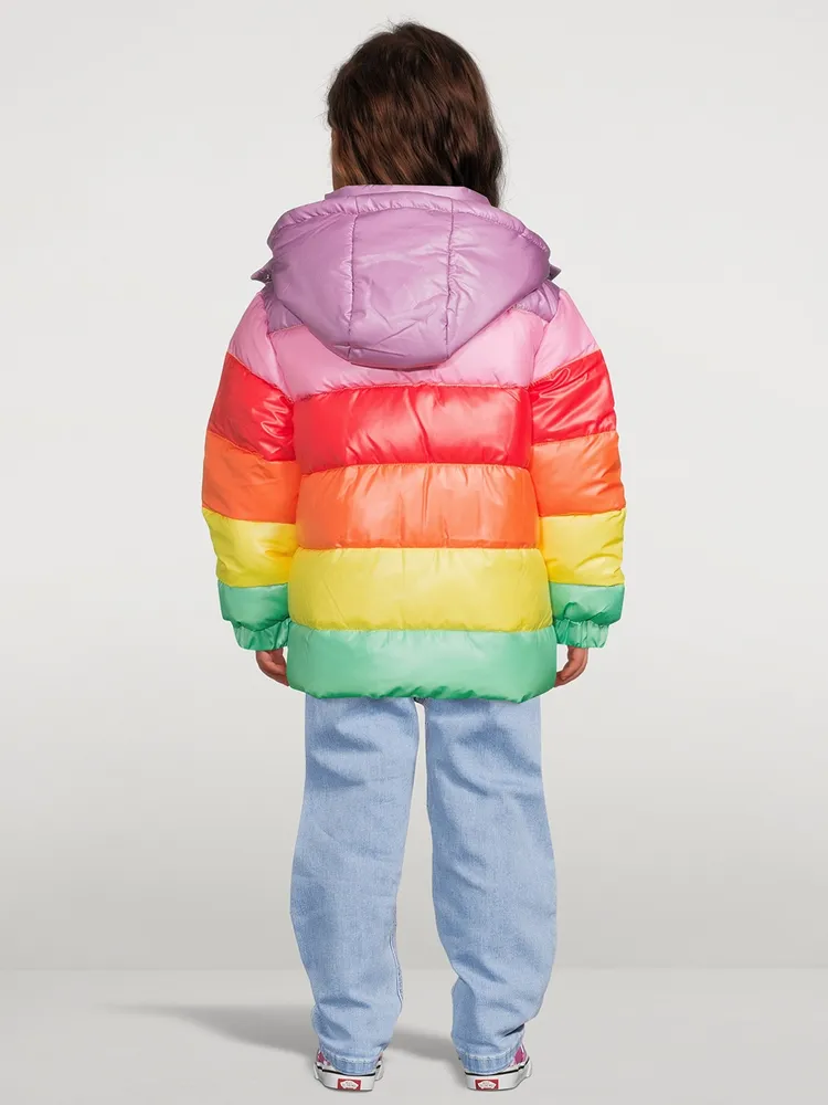Rainbow Striped Puffer Jacket