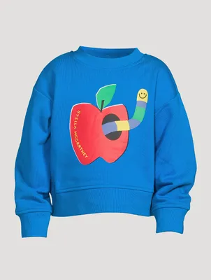 Cotton Sweatshirt Apple Print