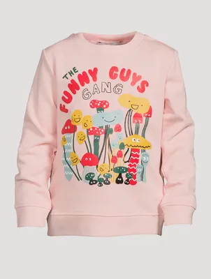 Cotton Sweatshirt In Mushroom Print