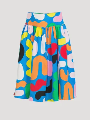 Maxi Twill Skirt Abstract Shape Print