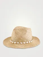 Lillian Straw Fedora Hat With Chain