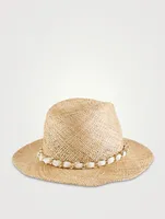 Lillian Straw Fedora Hat With Chain