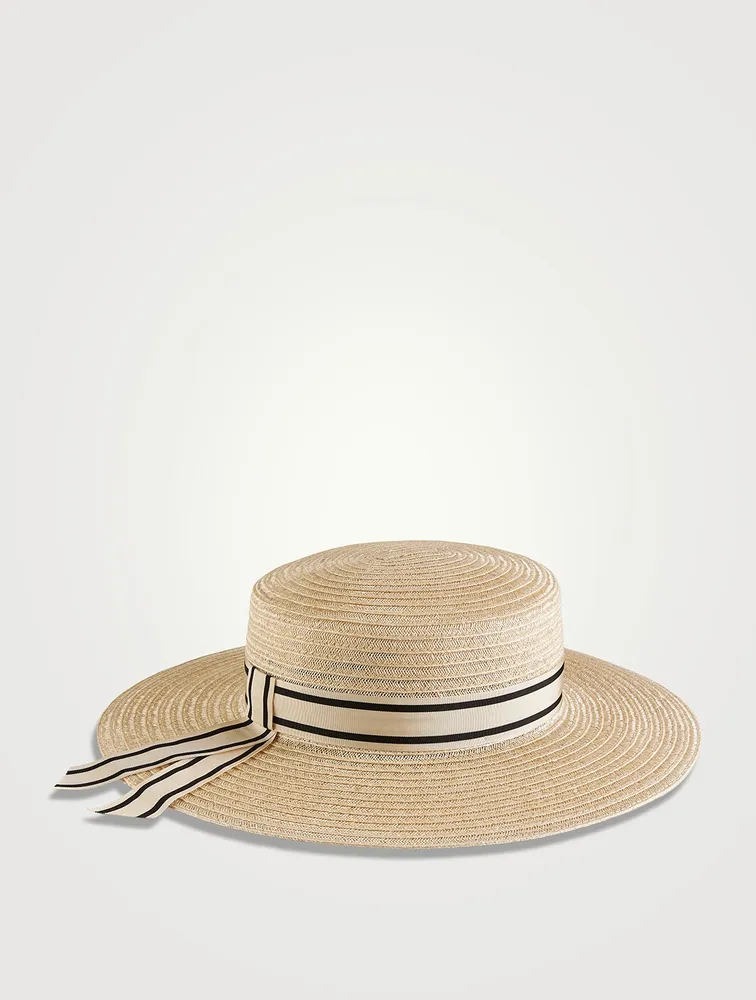 Colette Packable Straw Boater Hat