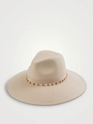 Emmanuelle Wide Fedora Hat With Swarovski Pearls