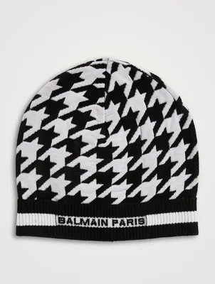 Wool And Velvet Toque In Houndstooth