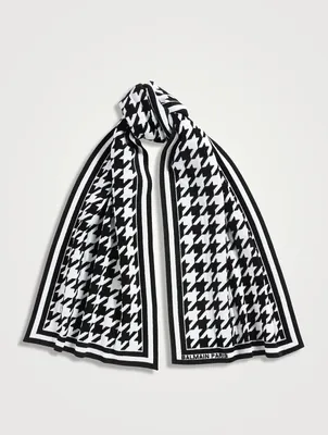 Wool And Velvet Scarf In Houndstooth