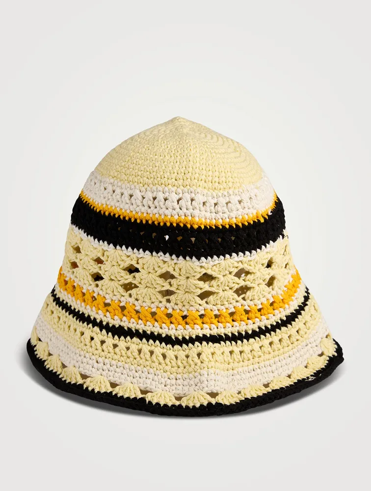 Organic Cotton Striped Crochet Bucket Hat