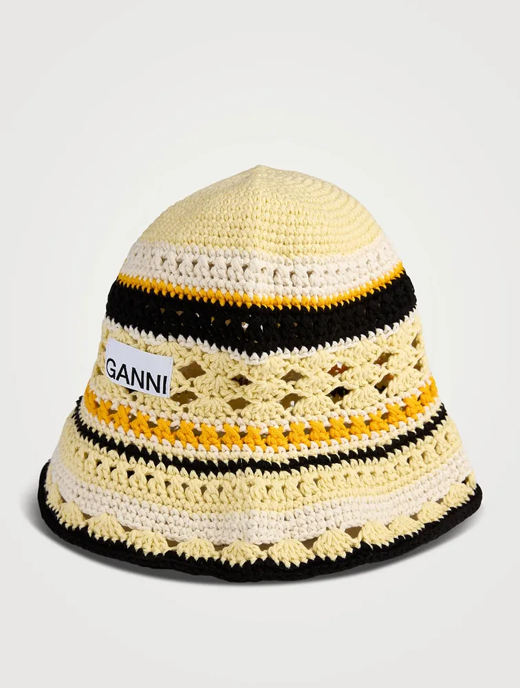 Organic Cotton Striped Crochet Bucket Hat