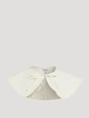 Seersucker Stripe Frill Collar