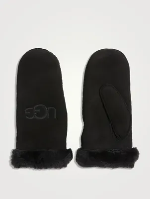 Shearling Logo Embroidered Mittens