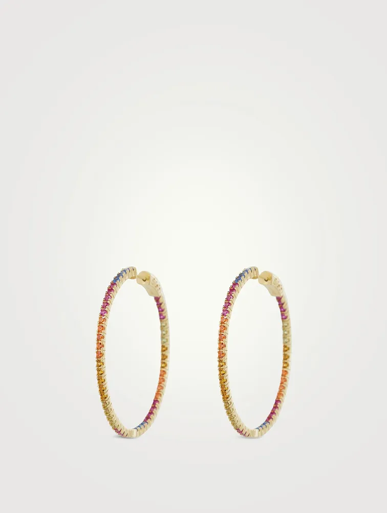 Large Gold Vermeil Rainbow Hoop Earrings