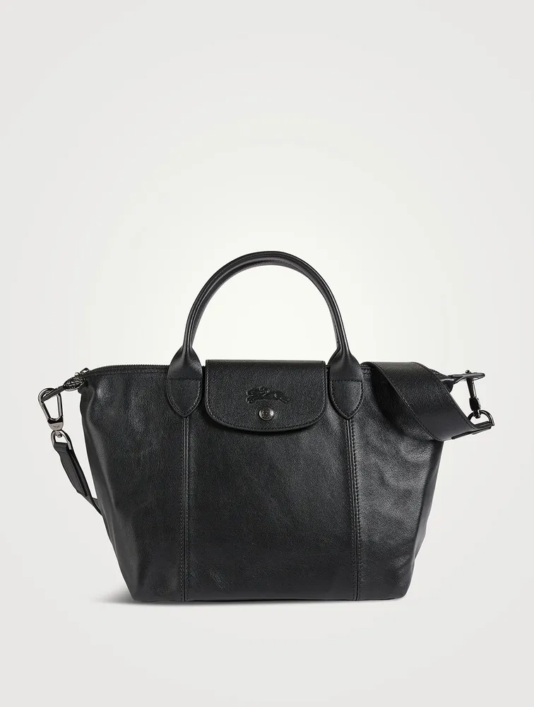 Longchamp black Mini Leather Le Pliage Top-Handle Bag