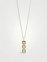 Mini Cushion Sterling Silver Pendant Necklace With Olive Quartz