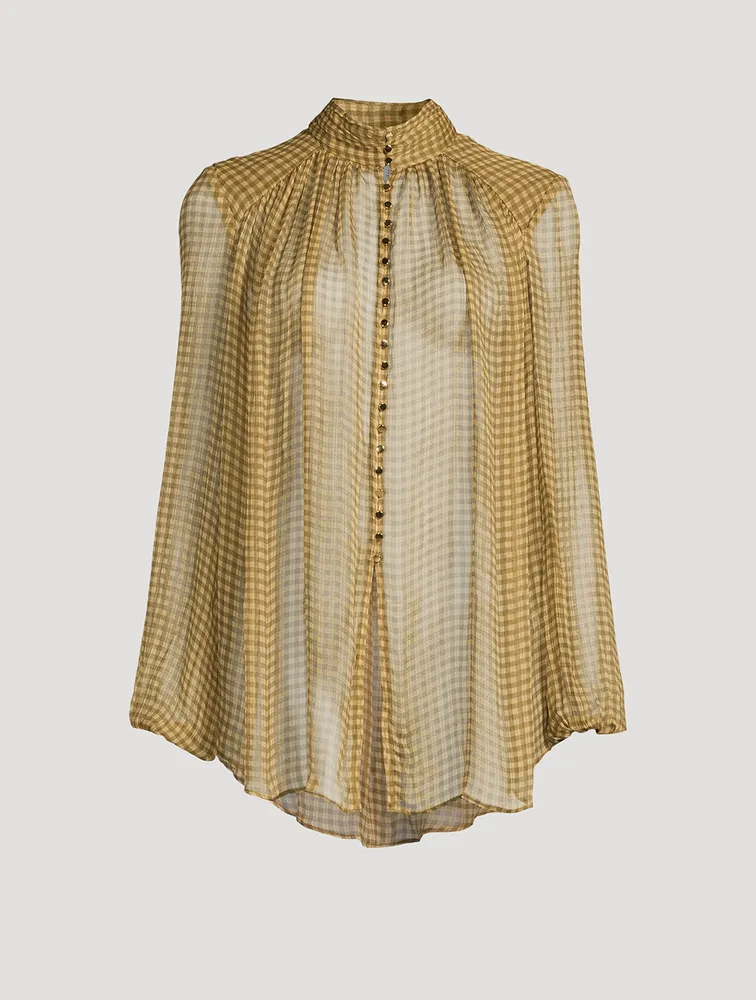 Eleonora Chiffon Blouse In Gingham Print