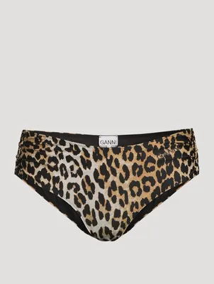 Mid-Rise Bikini Bottom In Leopard Print