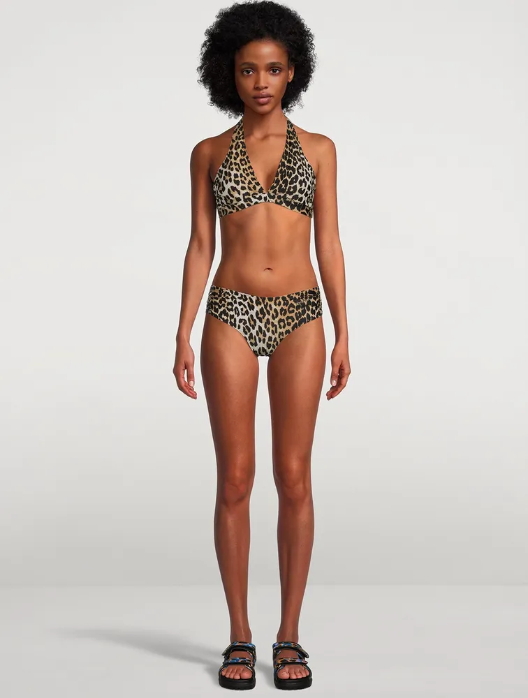 Mid-Rise Bikini Bottom In Leopard Print