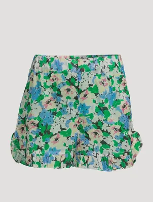 Ruffled Beach Shorts In Floral Print