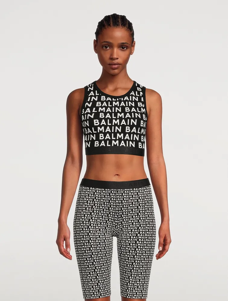 Logo-Tape Crop Top Logo Print