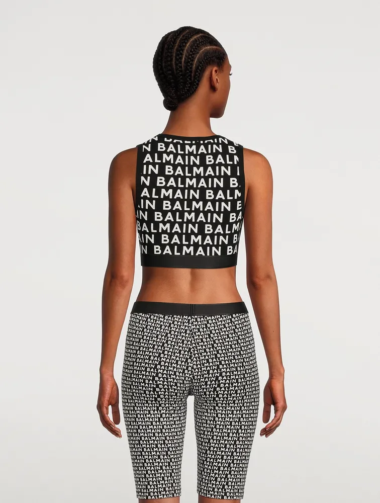 Logo-Tape Crop Top Logo Print