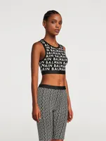 Logo-Tape Crop Top Logo Print