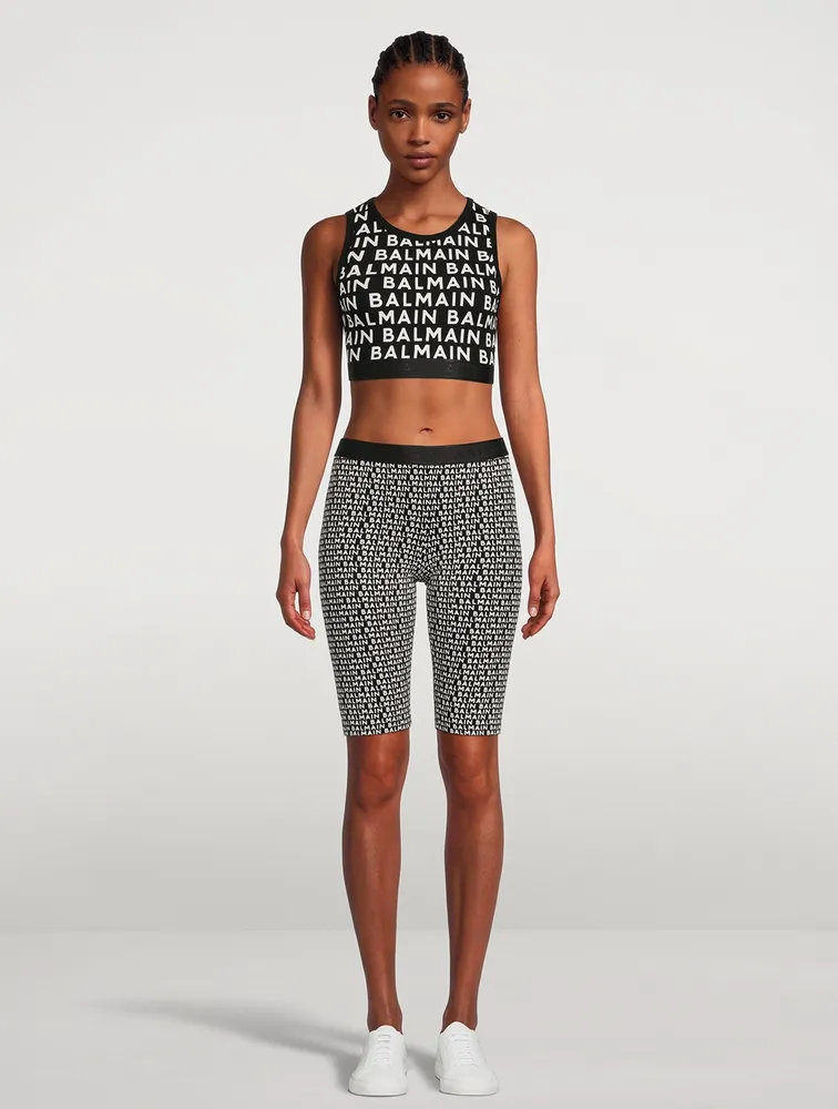 Logo-Tape Crop Top Logo Print
