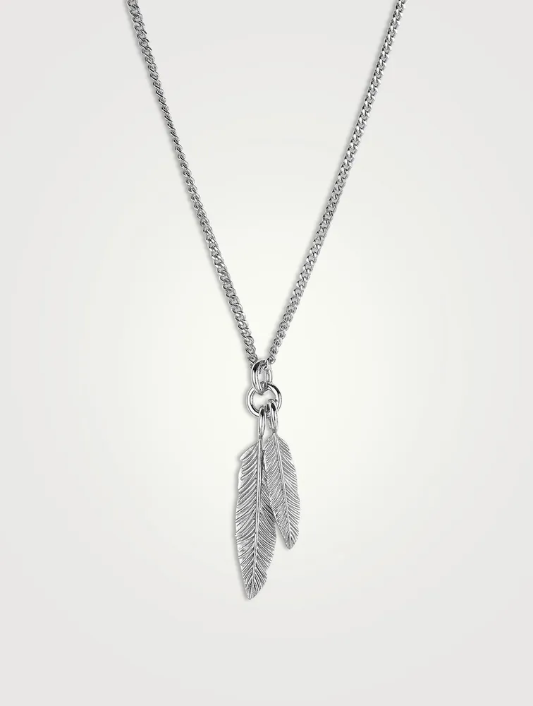 Twin Feather Sterling Silver Necklace