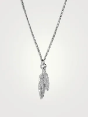 Twin Feather Sterling Silver Necklace