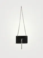 Small Kate YSL Monogram Croc-Embossed Leather Chain Bag With Tassel