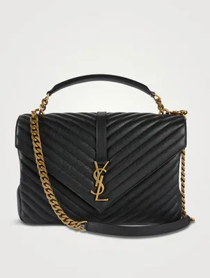 Large College Quilted Leather Chain Bag