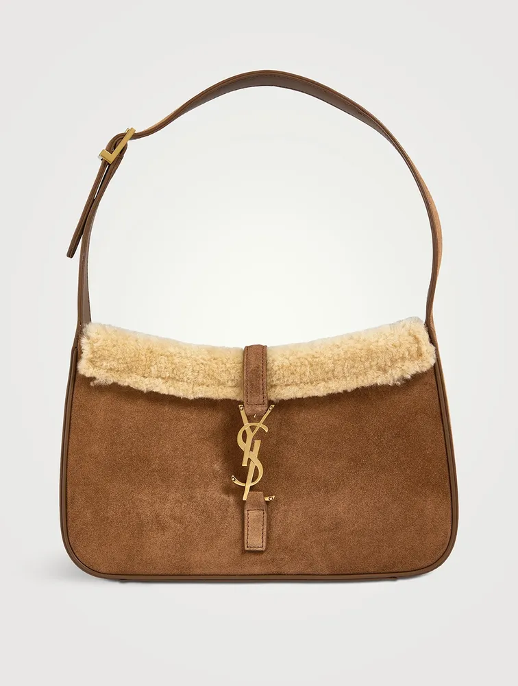 Le 5 À 7 Shearling-Trimmed Suede Shoulder Bag