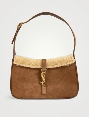 Le 5 À 7 Shearling-Trimmed Suede Shoulder Bag