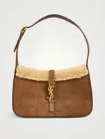Le 5 À 7 Shearling-Trimmed Suede Shoulder Bag