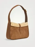 Le 5 À 7 Shearling-Trimmed Suede Shoulder Bag