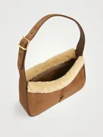 Le 5 À 7 Shearling-Trimmed Suede Shoulder Bag