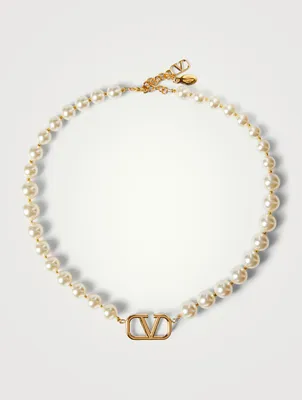 VLOGO Crystal Pearl Necklace