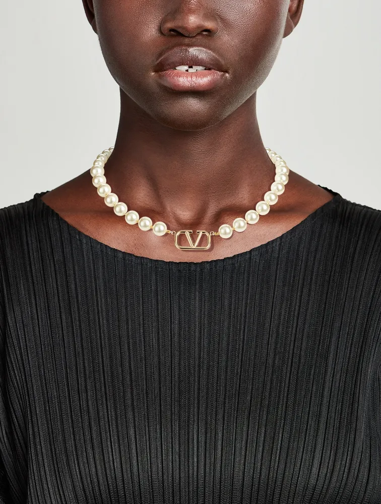 VLOGO Crystal Pearl Necklace