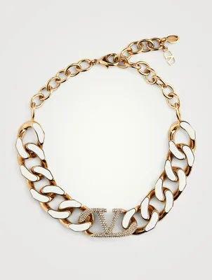 VLOGO Chain Necklace With Crystals